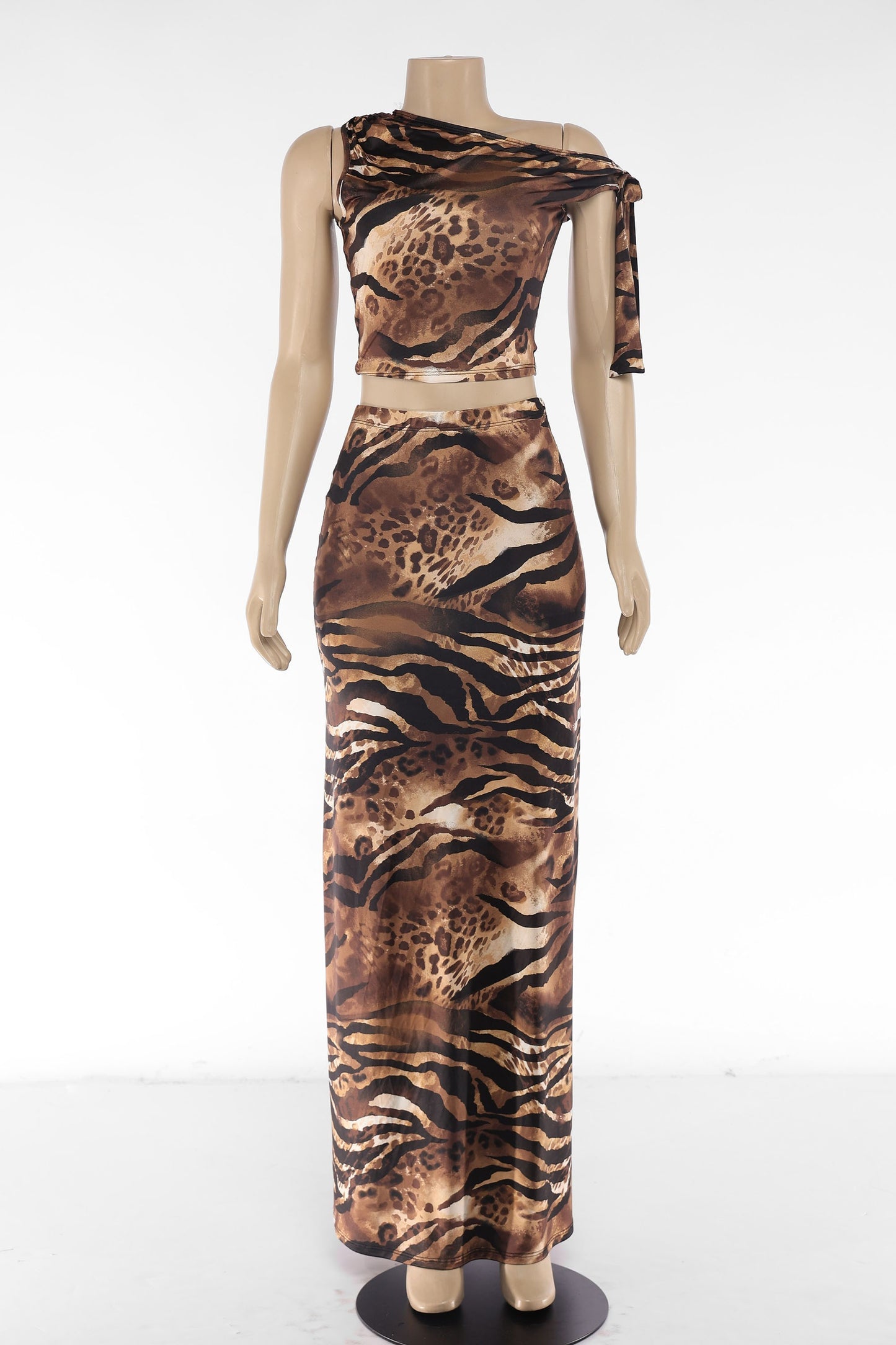 Side Chic Arm Tie Crop & Maxi Set