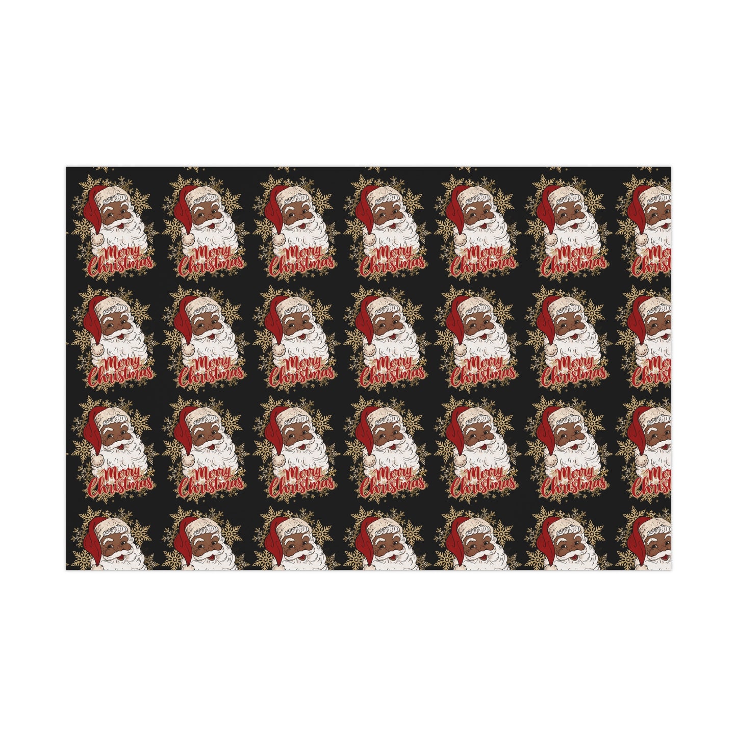 Jolly Black Santa Holiday Wrapping Paper