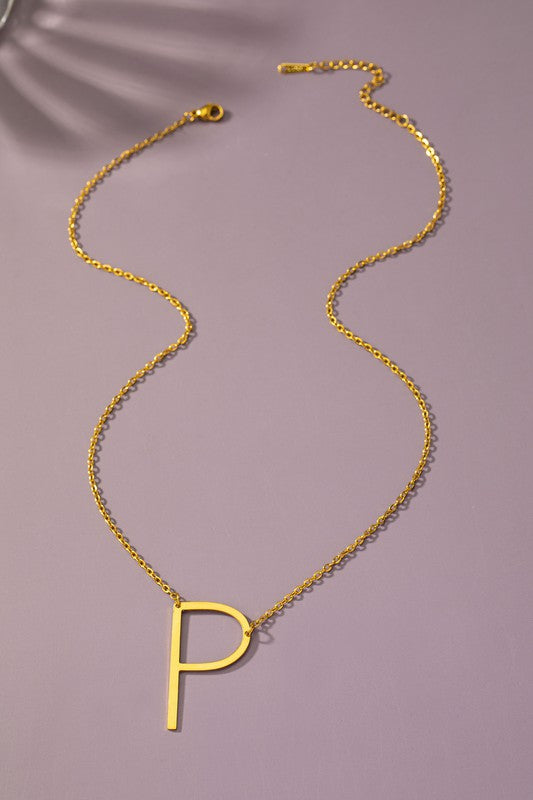 Large Initial Pendant Necklace