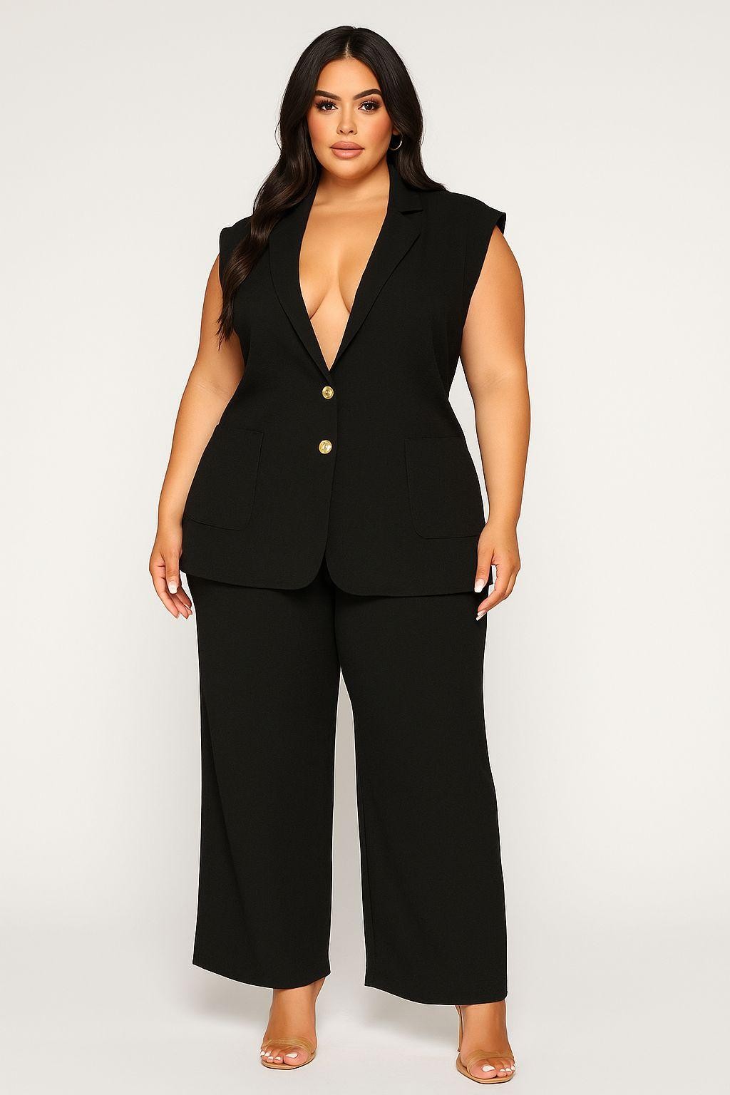 Collared Two Button Vest Matching Set