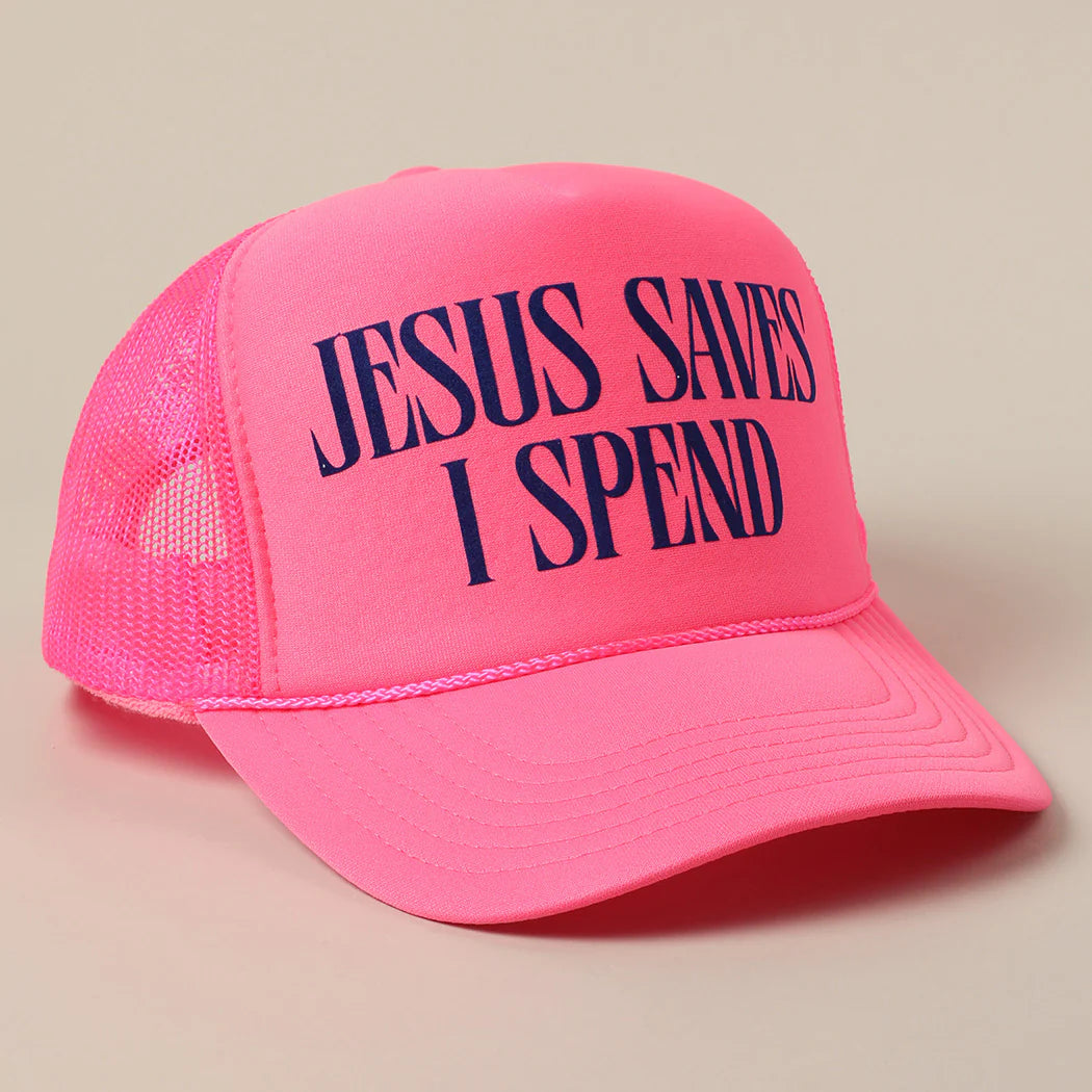 Jesus Saves, I Spend Mesh Trucker Hat