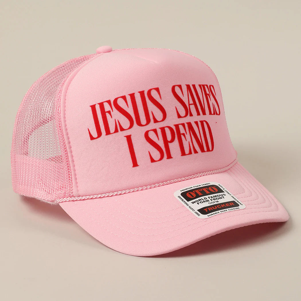 Jesus Saves, I Spend Mesh Trucker Hat
