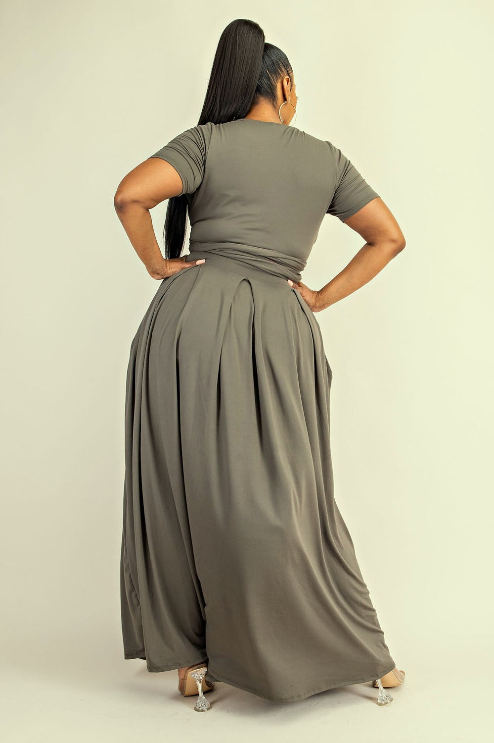 Soft Knit Wrap Around Top Maxi Skirt Set