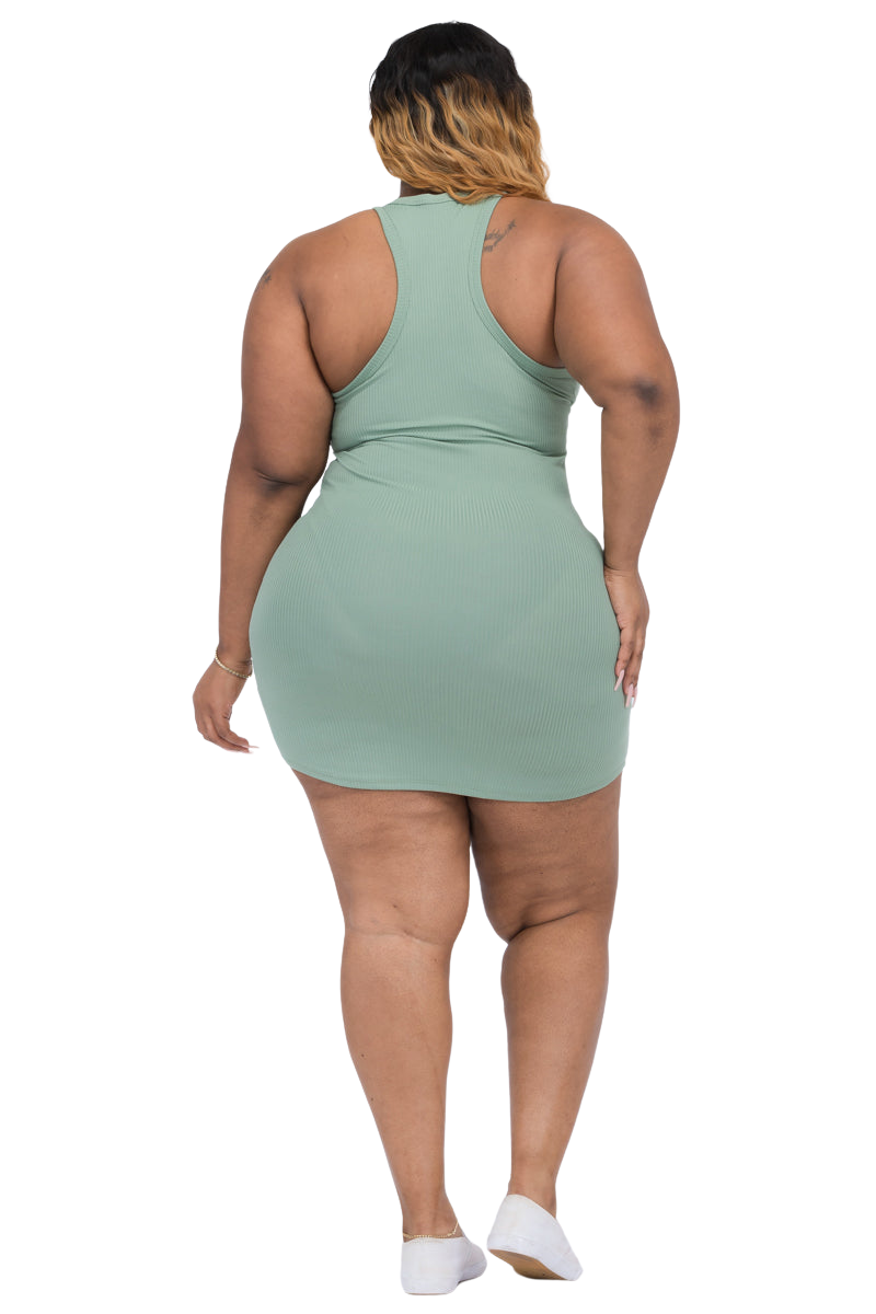 Curves Calling Ribbed Mini Tank Dress