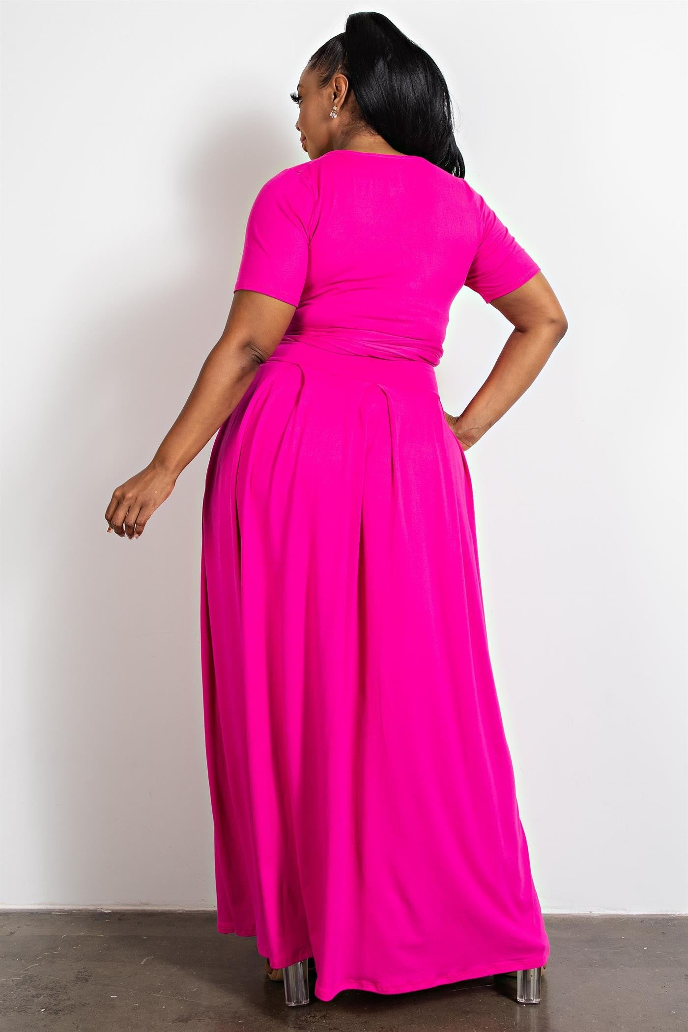 Soft Knit Wrap Around Top Maxi Skirt Set