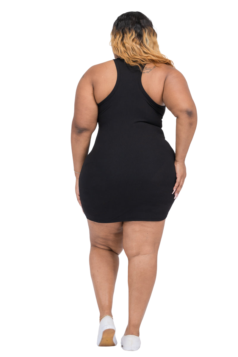Curves Calling Ribbed Mini Tank Dress
