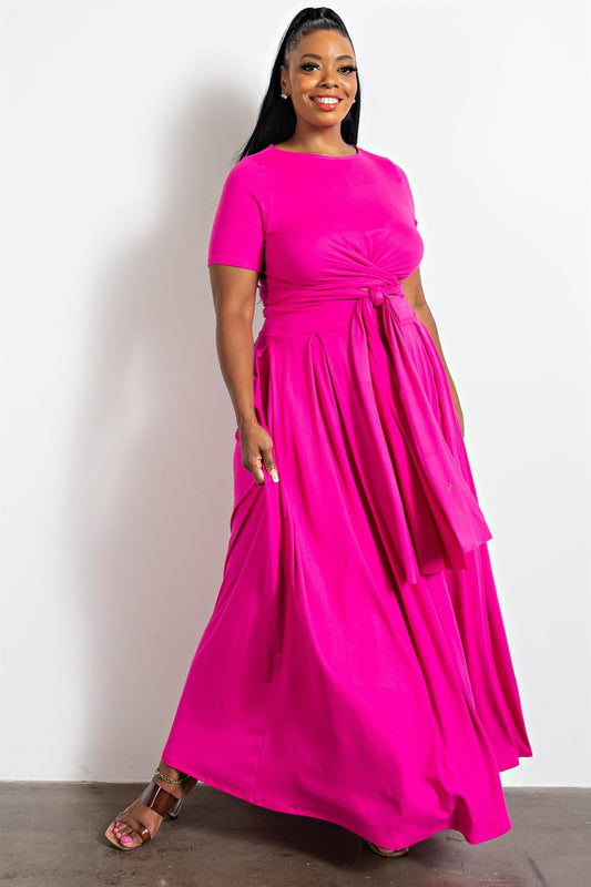 Soft Knit Wrap Around Top Maxi Skirt Set