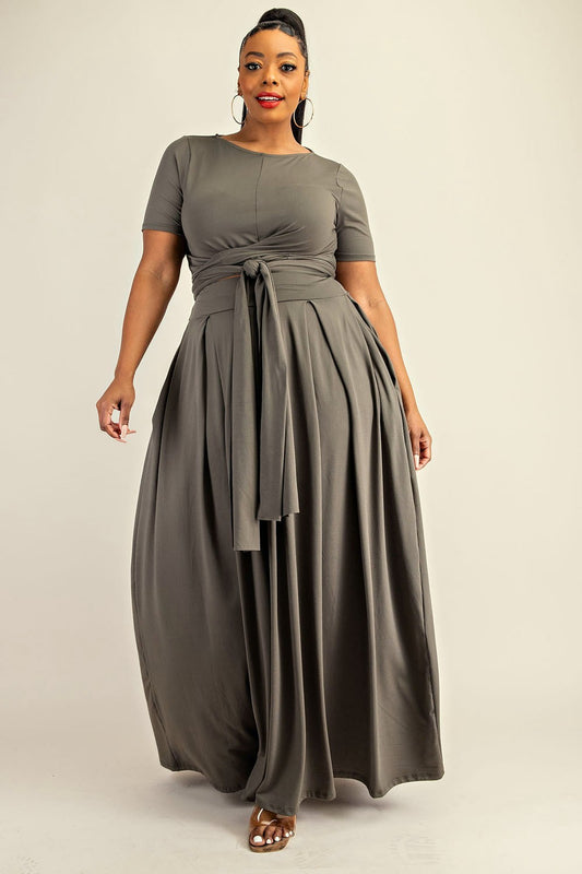 Soft Knit Wrap Around Top Maxi Skirt Set
