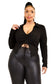 Long Sleeve Cutout Drawstring Top
