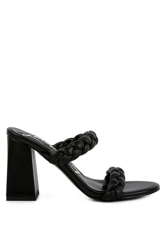 MI AMOR BRAIDED STRAP BLOCK HEELS