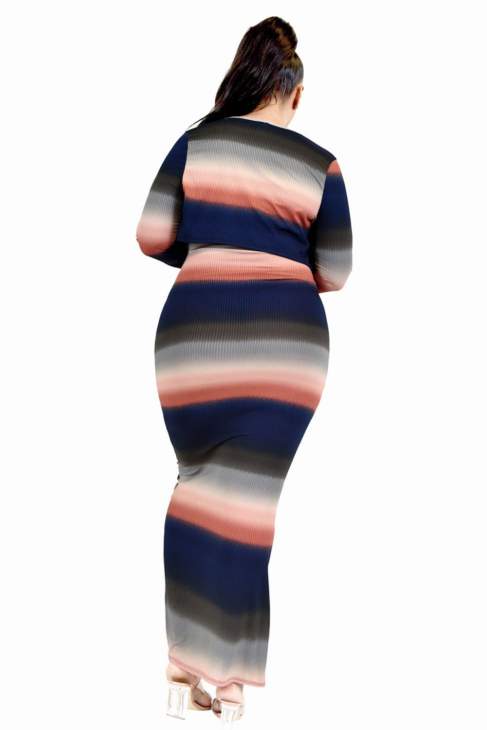 Knitted Gradient Stripe 2 Piece Maxi Set