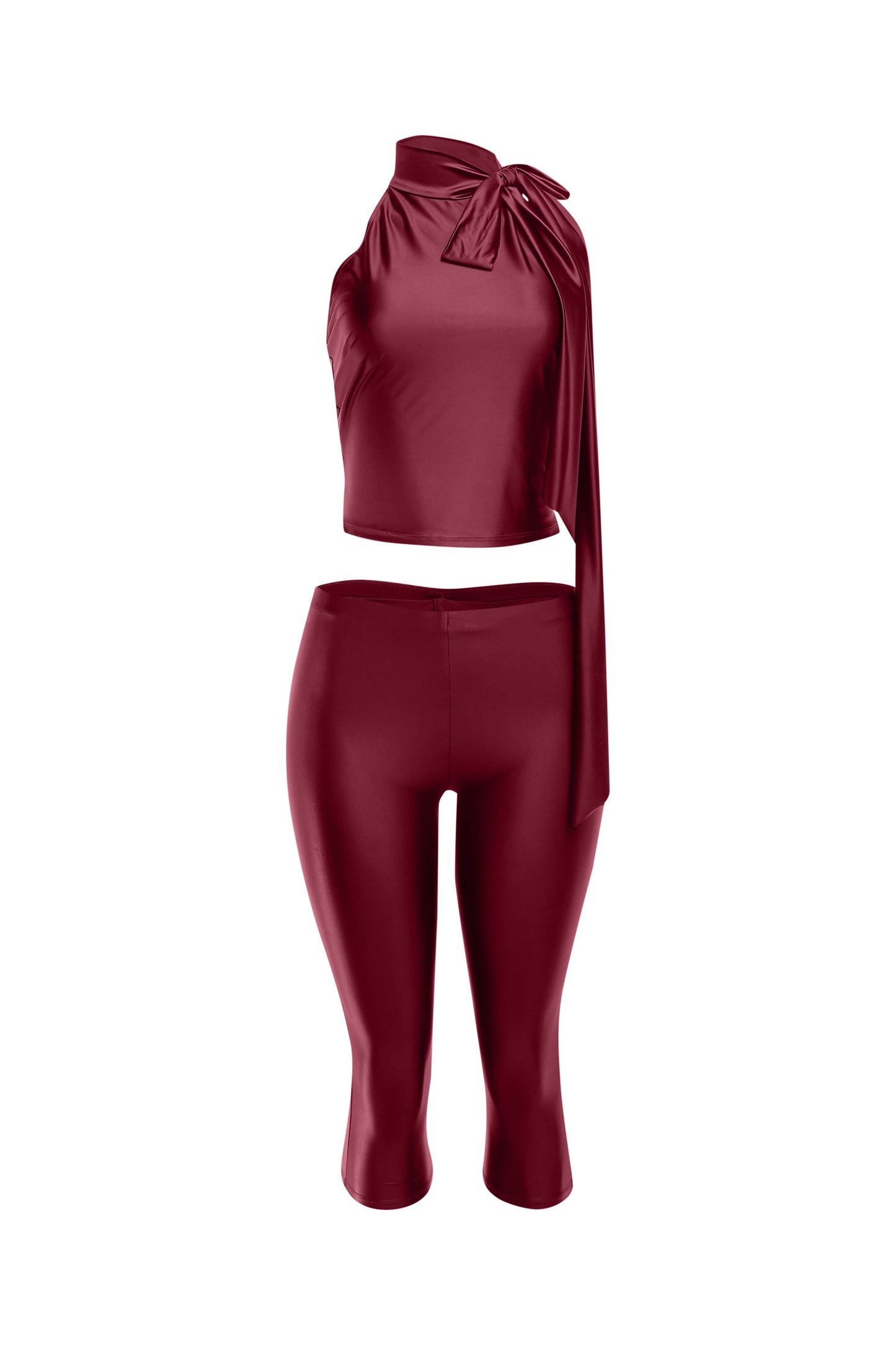 Sugar & Satin Mock Neck Capri Set