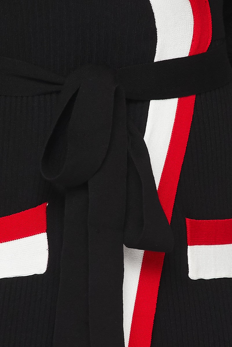 Sonoma Stripe Detail Wrap Cardigan Dress