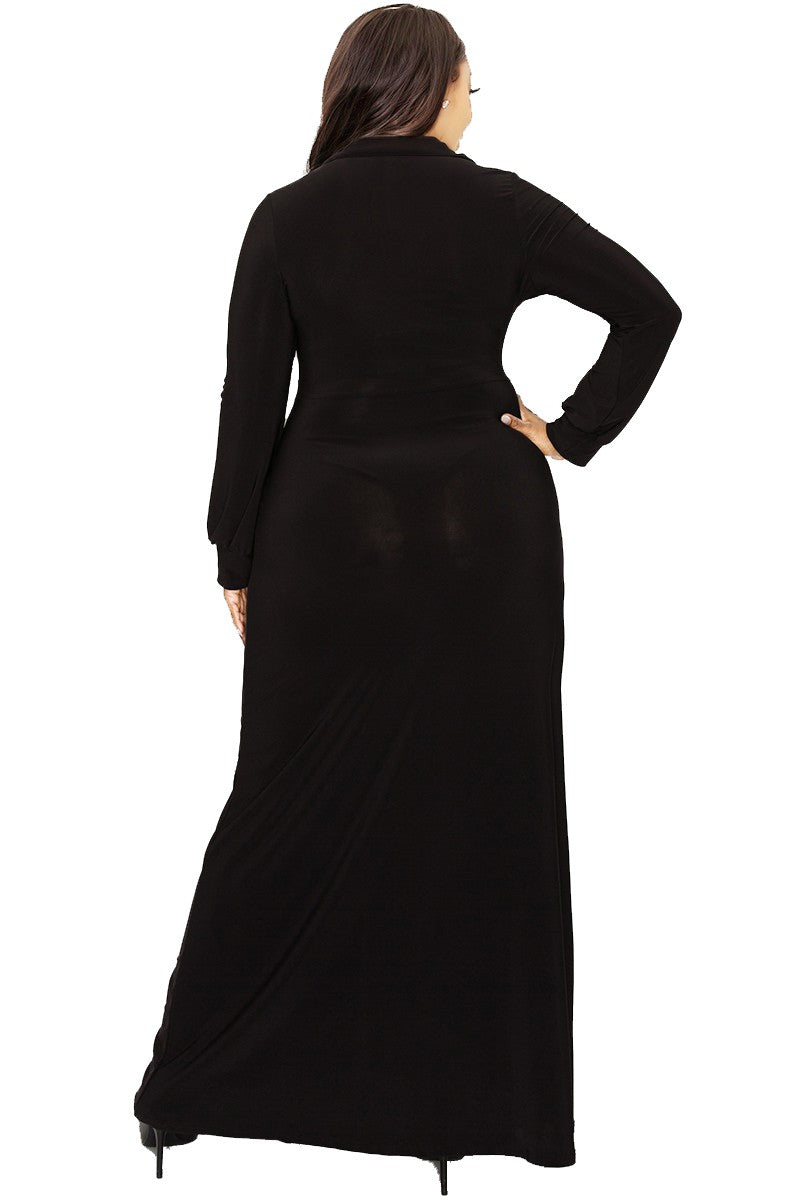 Bishop Sleeve Button Down Maxi Dress