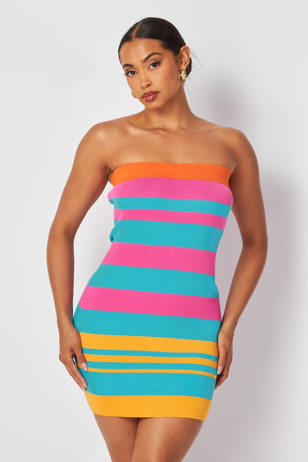 colorful striped mini dress MINNI MELON STRIPE Mini Dress M/L