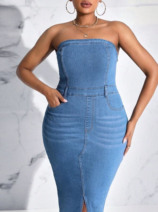 Split Decision, Full Confidence Denim Dress