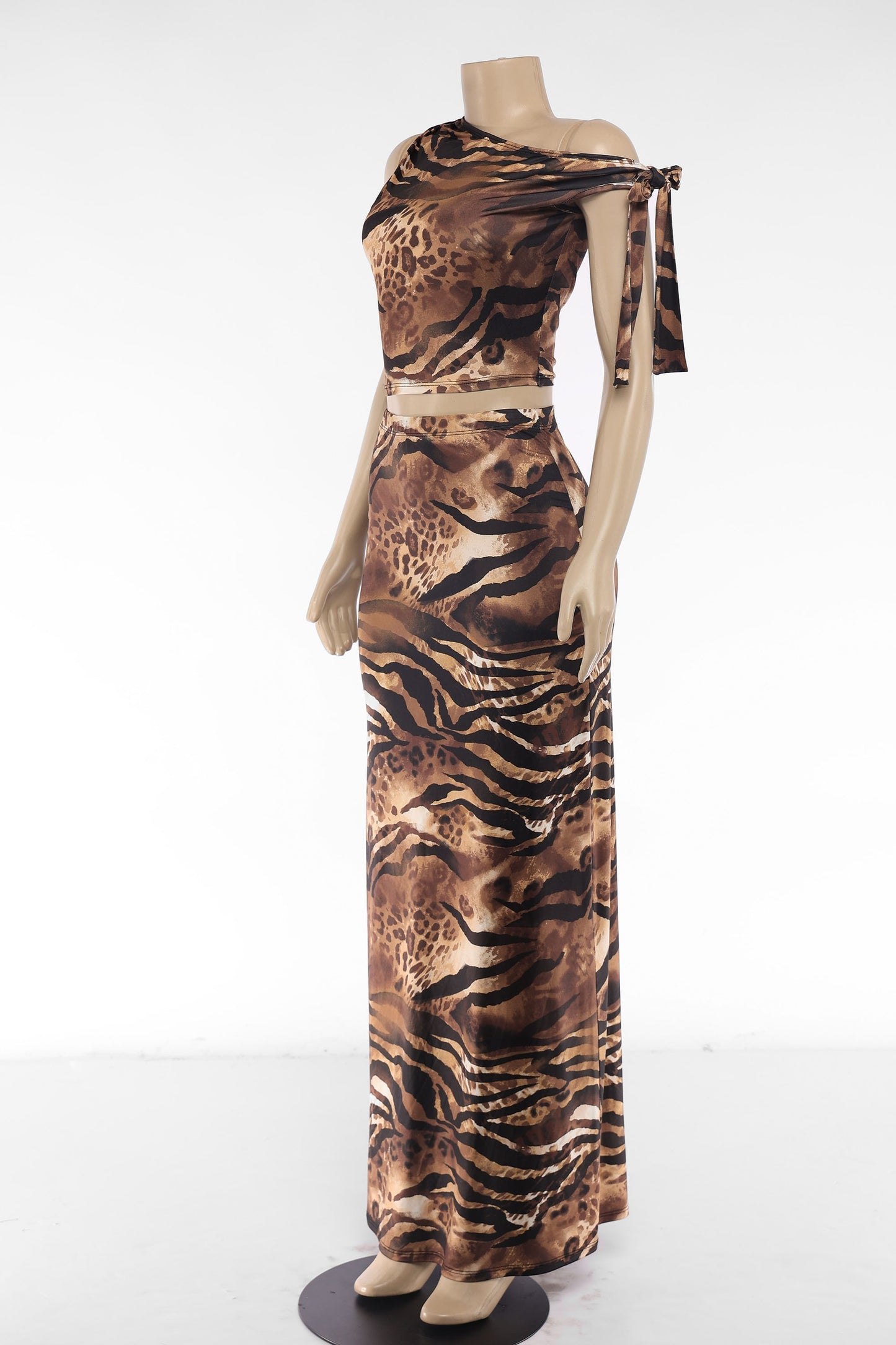 Side Chic Arm Tie Crop & Maxi Set