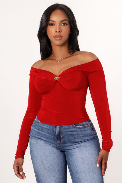 Glam Hour Off-Shoulder Ruched Top
