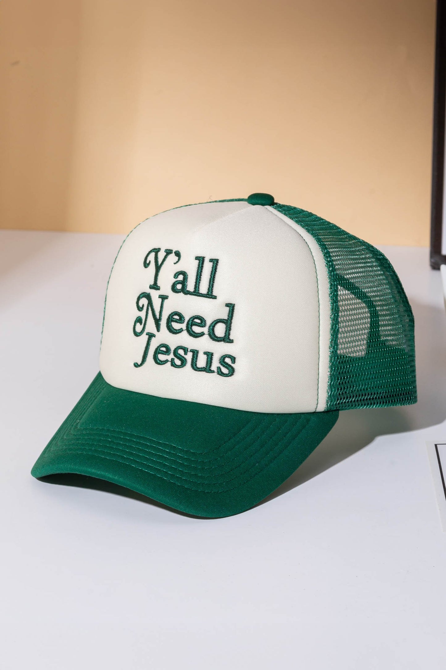 Yall Need Jesus Embroidered Mesh Back Trucker Hat