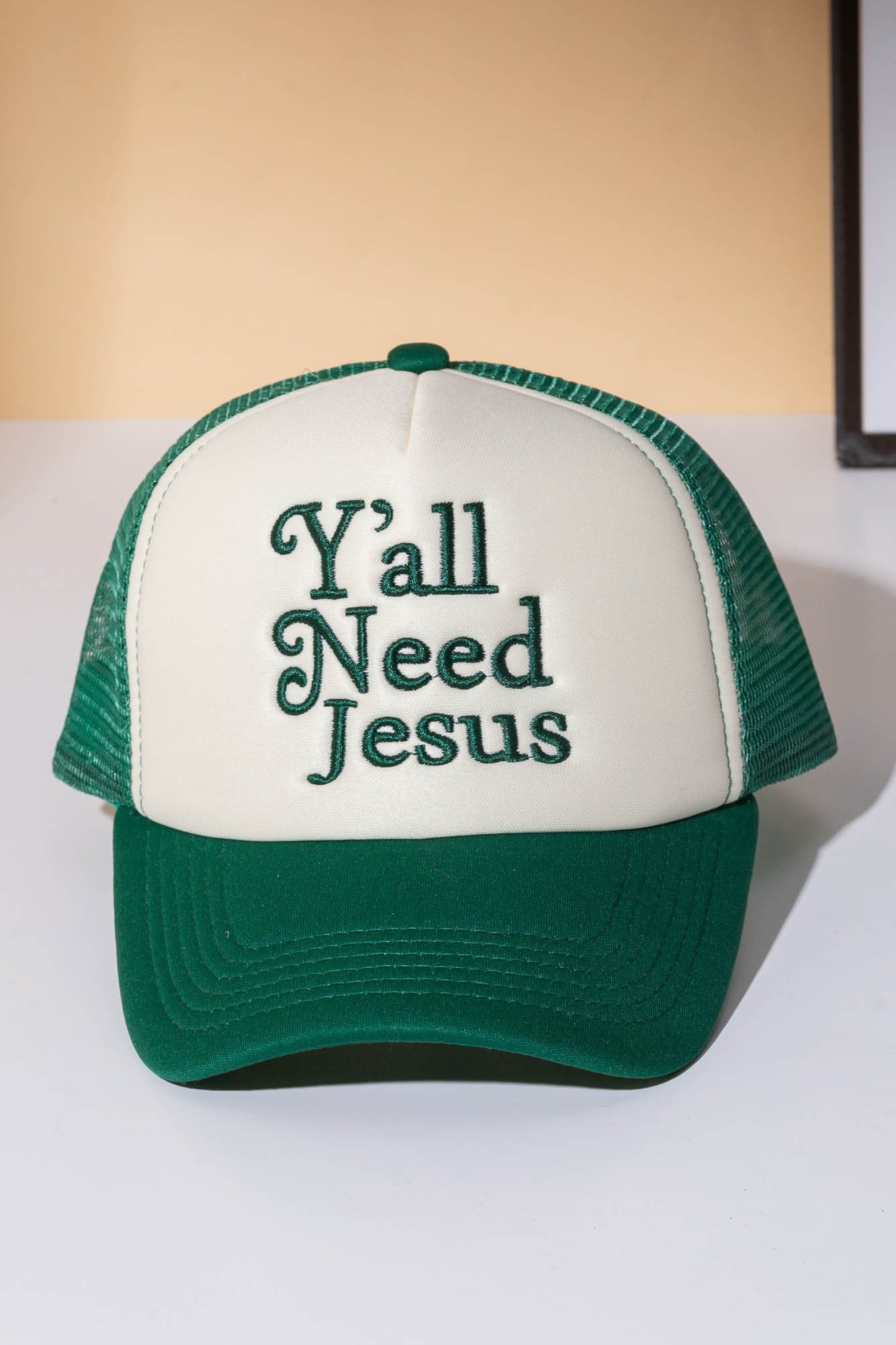 Yall Need Jesus Embroidered Mesh Back Trucker Hat