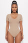 Ribbed Scoop Neck Short Sleeve Bodysuit