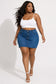 Plus Size Denim Back Elastic Mini Skirt