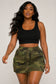 Plus Size Camo Front Zip Up Drawstring Hem Cargo Mini Skirt