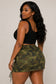 Plus Size Camo Front Zip Up Drawstring Hem Cargo Mini Skirt