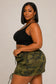 Plus Size Camo Front Zip Up Drawstring Hem Cargo Mini Skirt
