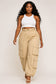 High Elastic Waisted Wide-leg Cargo Jogger Pants
