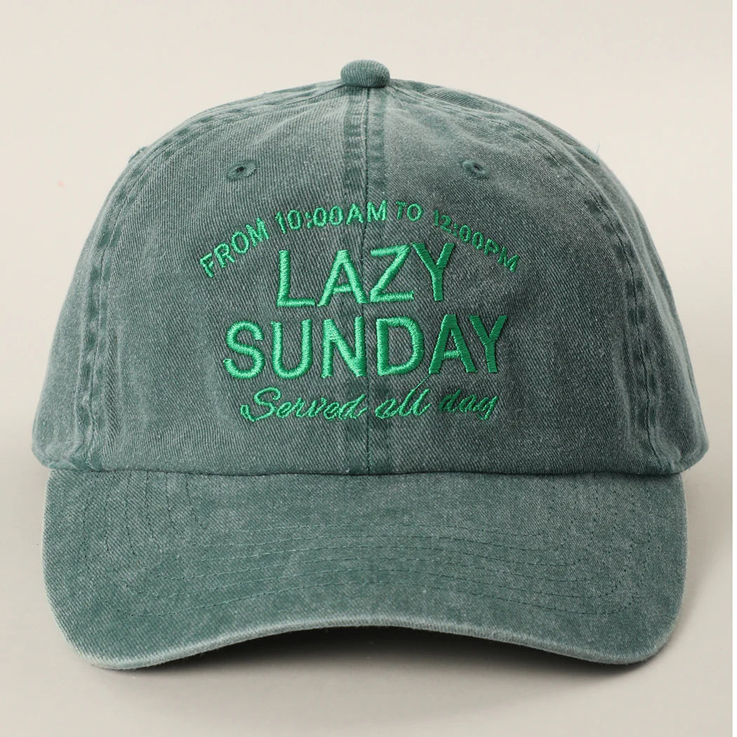 LAZY SUNDAY Served all day Embroidered Cotton Baseball Cap