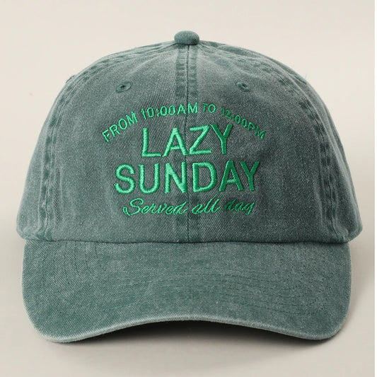 LAZY SUNDAY Served all day Embroidered Cotton Baseball Cap