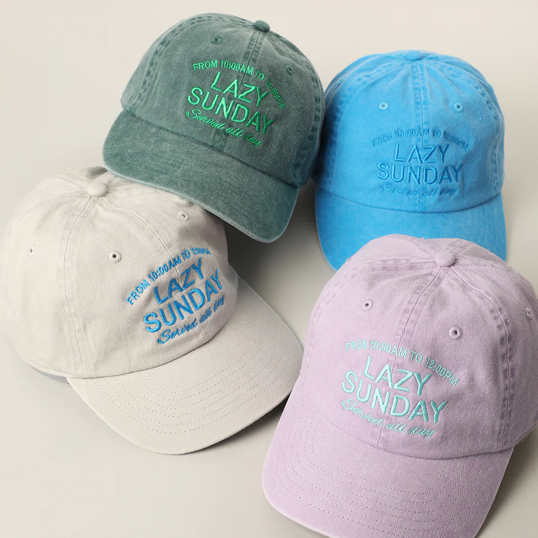 LAZY SUNDAY Served all day Embroidered Cotton Baseball Cap