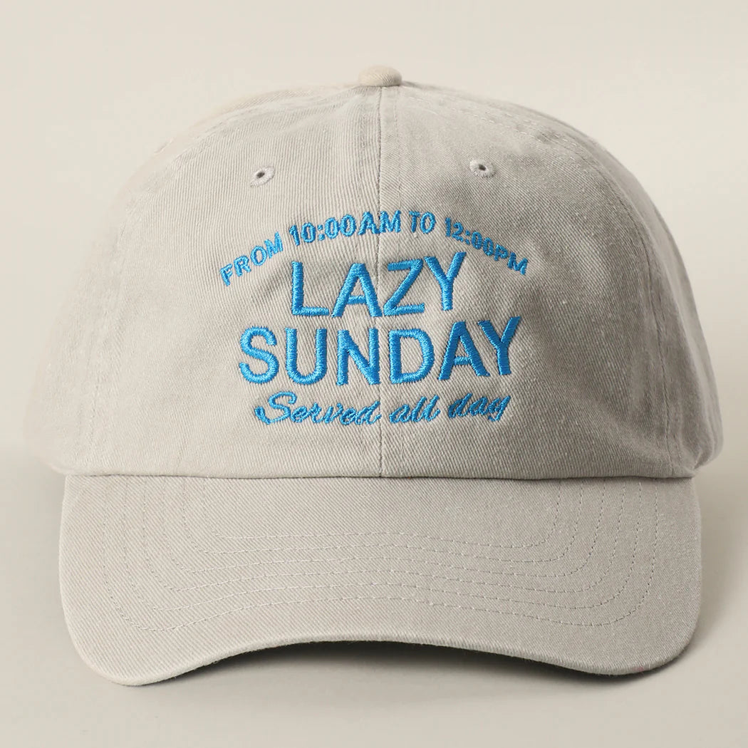 LAZY SUNDAY Served all day Embroidered Cotton Baseball Cap