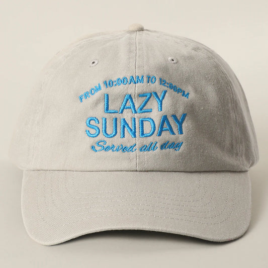 LAZY SUNDAY Served all day Embroidered Cotton Baseball Cap