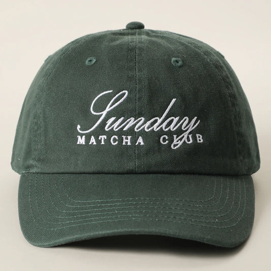 Sunday MATCHA CLUB Embroidered Cotton Baseball Cap