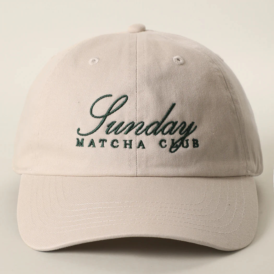 Sunday MATCHA CLUB Embroidered Cotton Baseball Cap