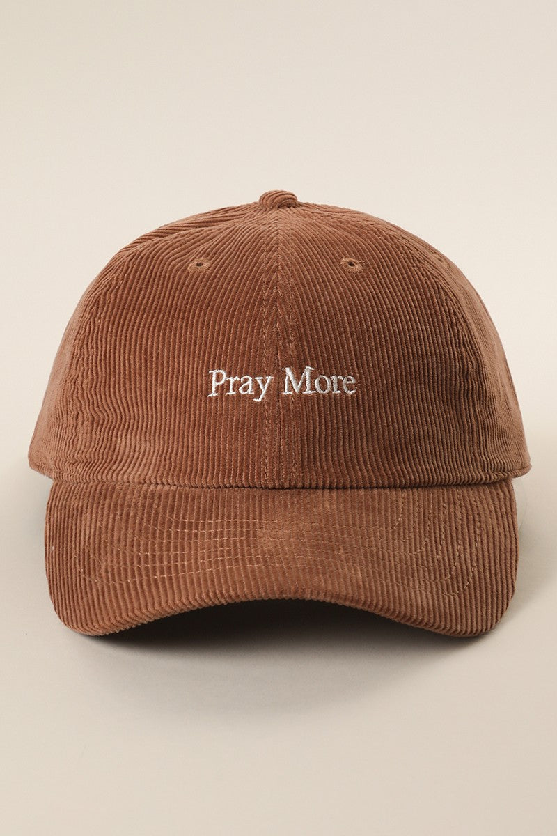 Pray More Embroidered Corduroy Hat