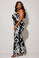 Plus Size Tropical Print Tube Jumpsuit