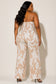 Plus Size Tropical Print Tube Jumpsuit