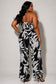 Plus Size Tropical Print Tube Jumpsuit