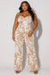 Plus Size Tropical Print Tube Jumpsuit