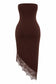 Plus Size Lace Trim Tube Asymmetrical Hem Midi Dress