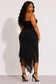 Plus Size Lace Trim Tube Asymmetrical Hem Midi Dress