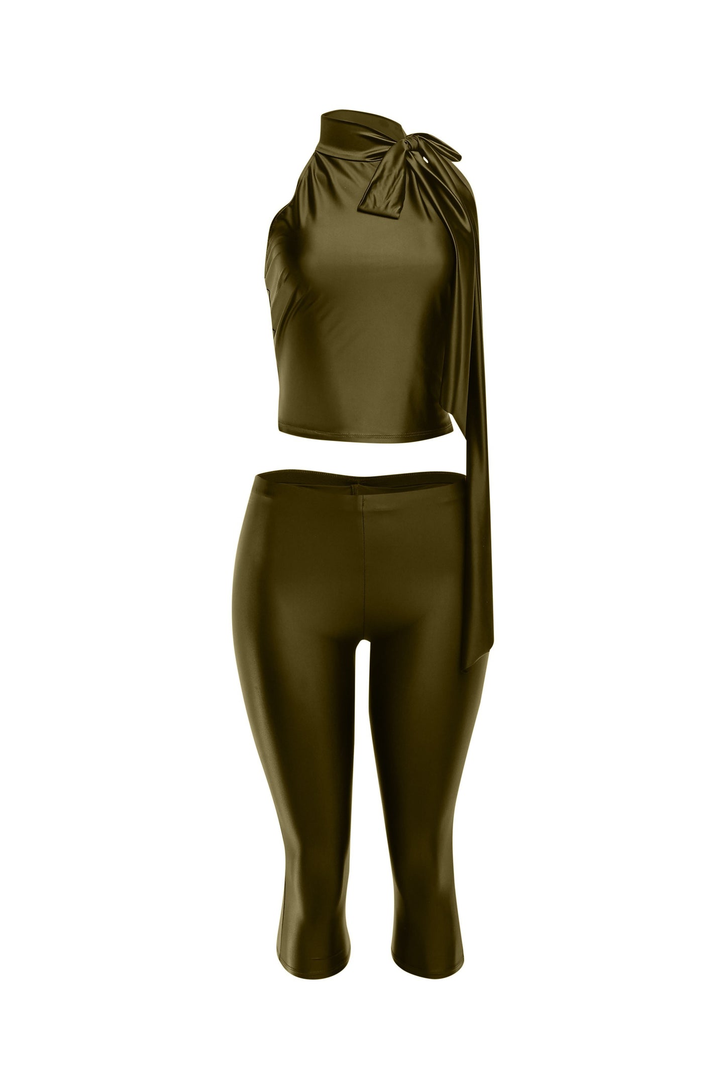 Sugar & Satin Mock Neck Capri Set
