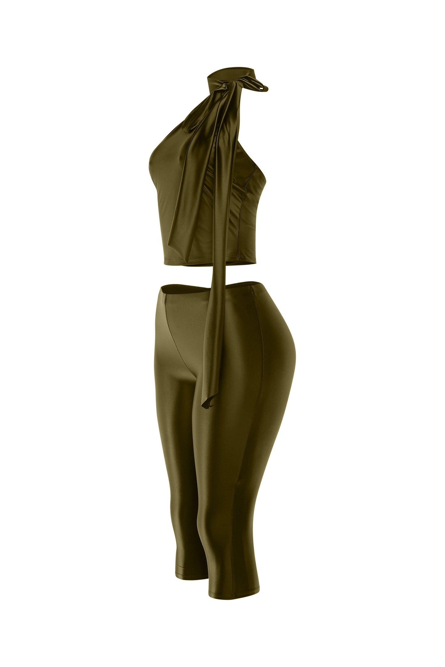 Sugar & Satin Mock Neck Capri Set