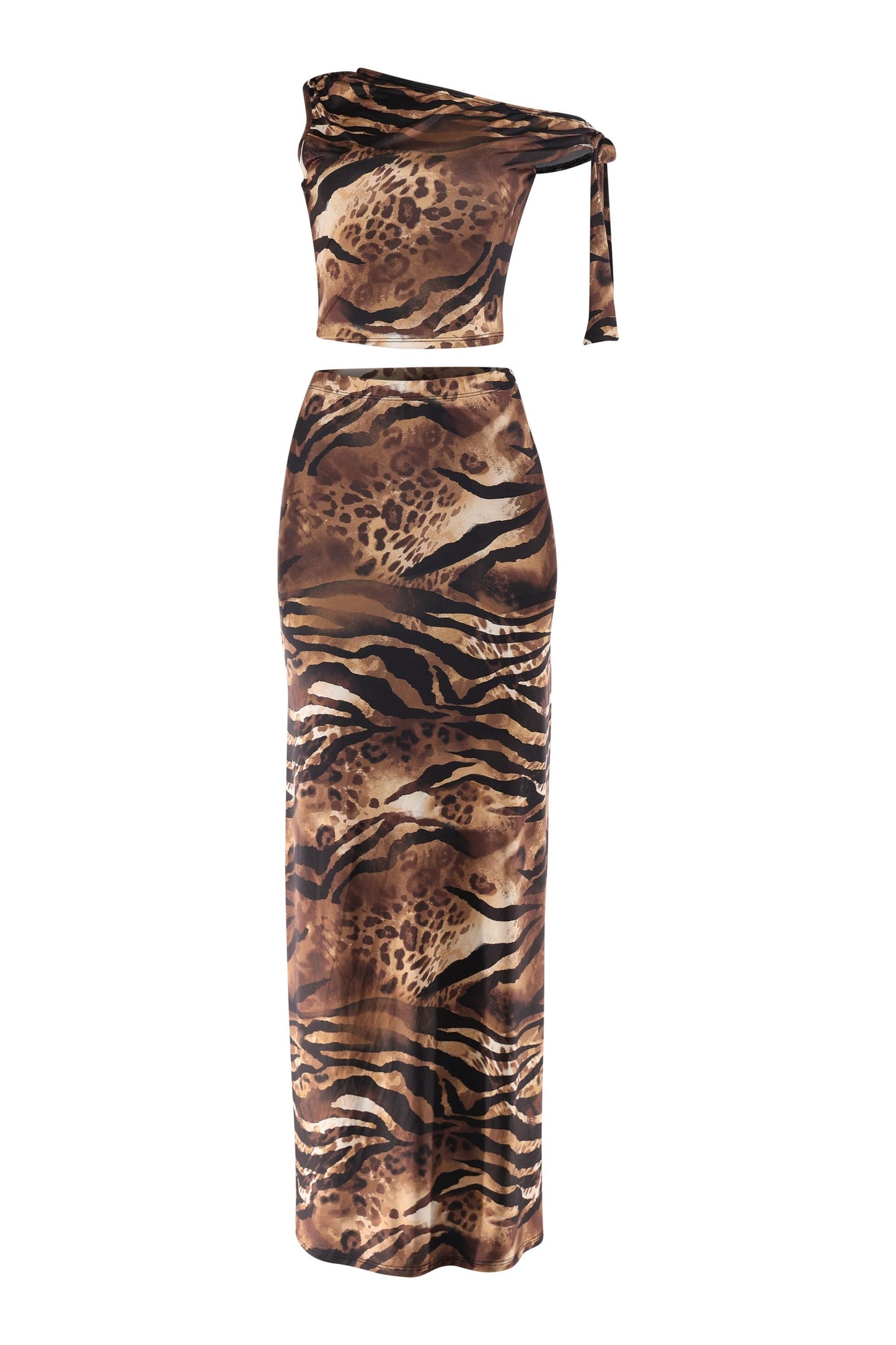 Side Chic Arm Tie Crop & Maxi Set