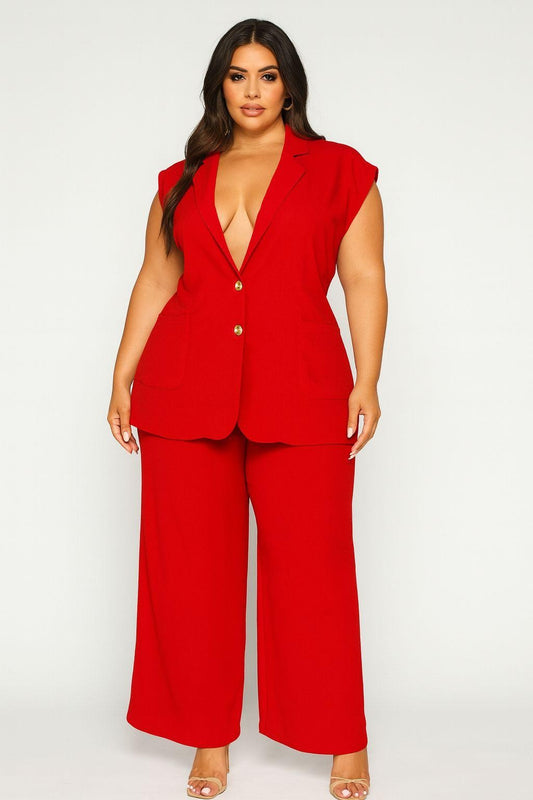 Collared Two Button Vest Matching Set