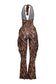 Leopard Halter Fringe Jumpsuit