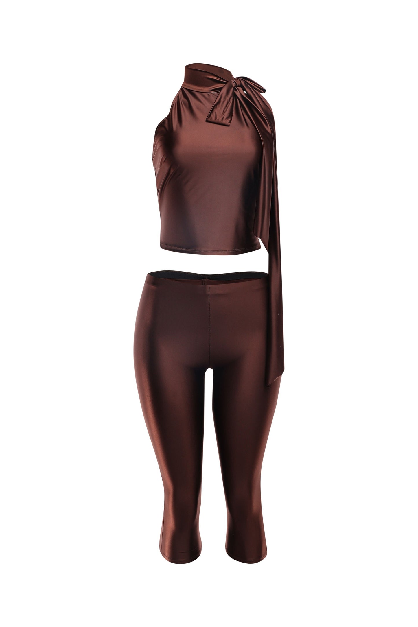 Sugar & Satin Mock Neck Capri Set